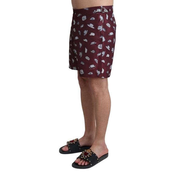 Dolce & Gabbana Hat Print Swim Trunks Men Brown Swimwear - Picture 2 of 4